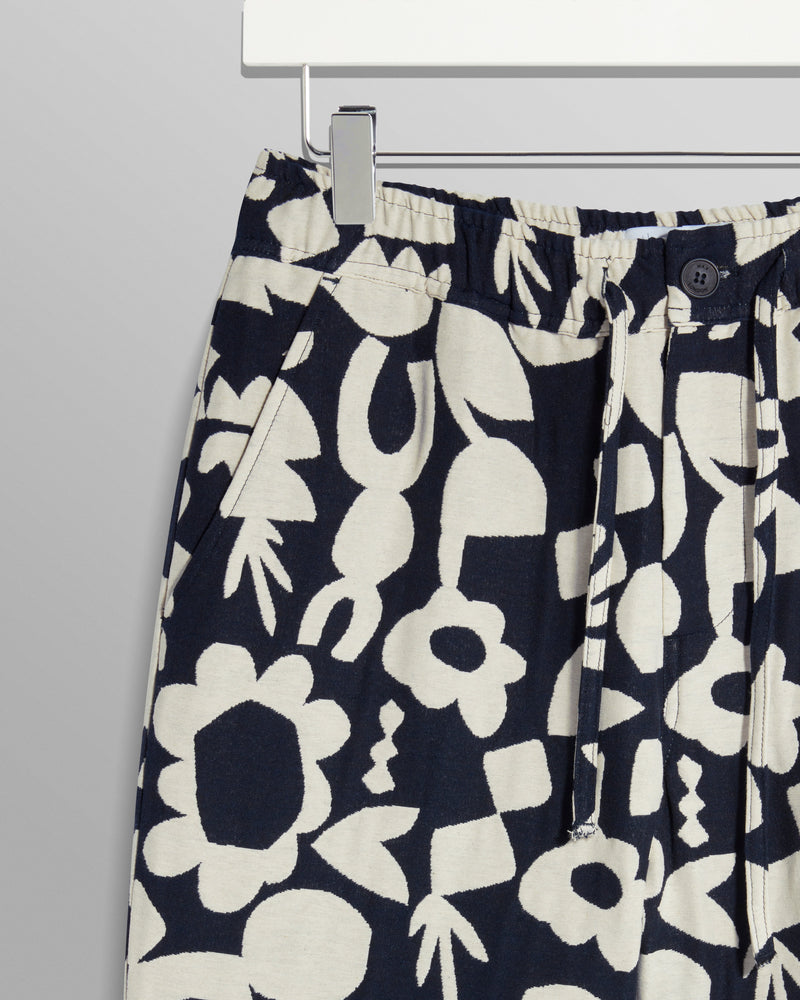 wax london men's Kurt - Navy And Ecru Spin Jacquard Trousers