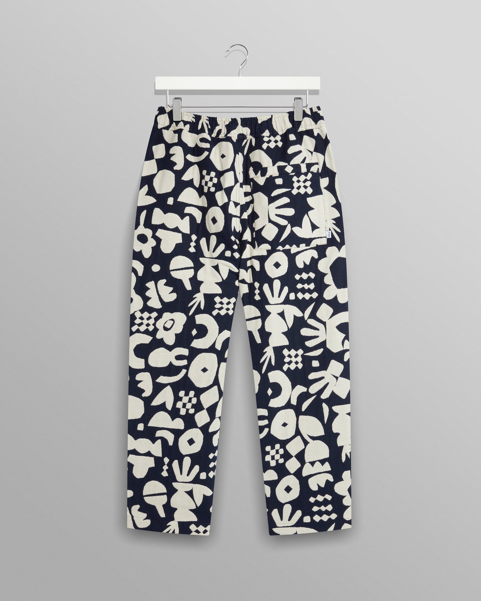 Men's Navy And Ecru Spin Jacquard Trousers | Wax London
