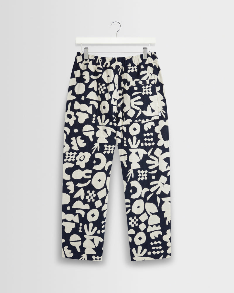 Men's Navy And Ecru Spin Jacquard Trousers | Wax London