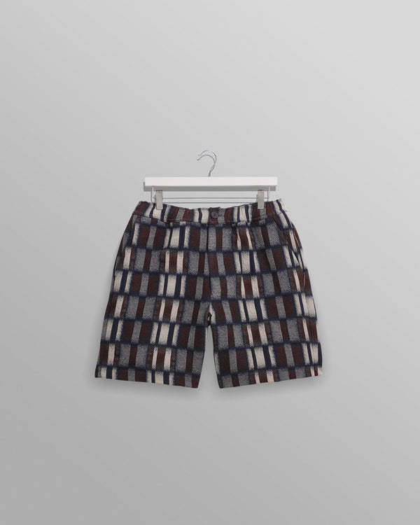wax london men's Kurt - Navy And Red Ombre Grid Shorts