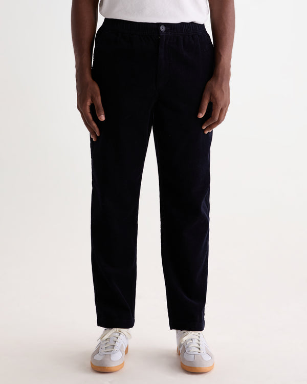 wax london men's Kurt - Navy Cotton Corduroy Trouser