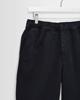 wax london men's Kurt - Navy Crinkle Cotton-Linen Relaxed Fit Trousers