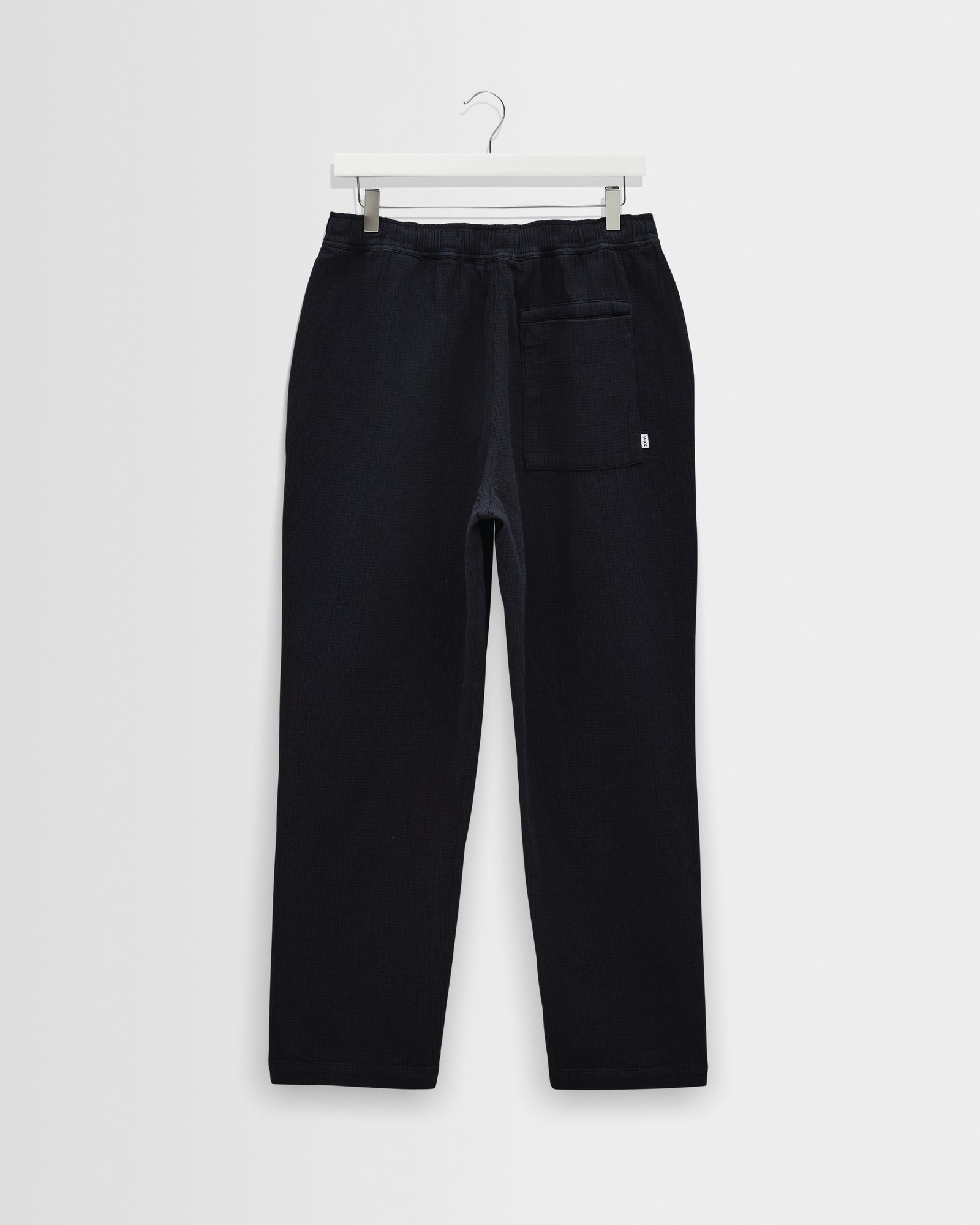 Men's Navy Crinkle Cotton-Linen Trousers | Wax London