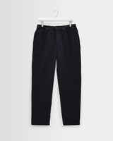 wax london men's Kurt - Navy Crinkle Cotton-Linen Relaxed Fit Trousers