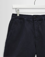 wax london men's Kurt - Navy Crinkle Cotton-Linen Shorts