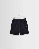 wax london men's Kurt - Navy Crinkle Cotton-Linen Shorts