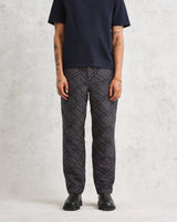 wax london men's Kurt - Navy Diamond Stitch Jacquard Trousers