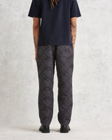 wax london Kurt - Navy Diamond Stitch Jacquard Trousers