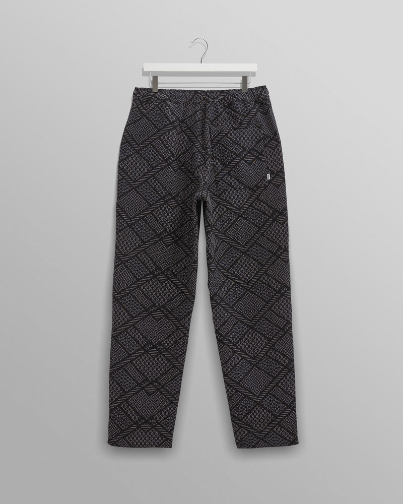 wax london Kurt - Navy Diamond Stitch Jacquard Trousers