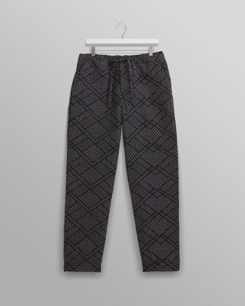 Men's Navy Diamond Stitch Jacquard Trousers | Wax London