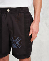 wax london Kurt - Navy Doodle Embroidered Shorts