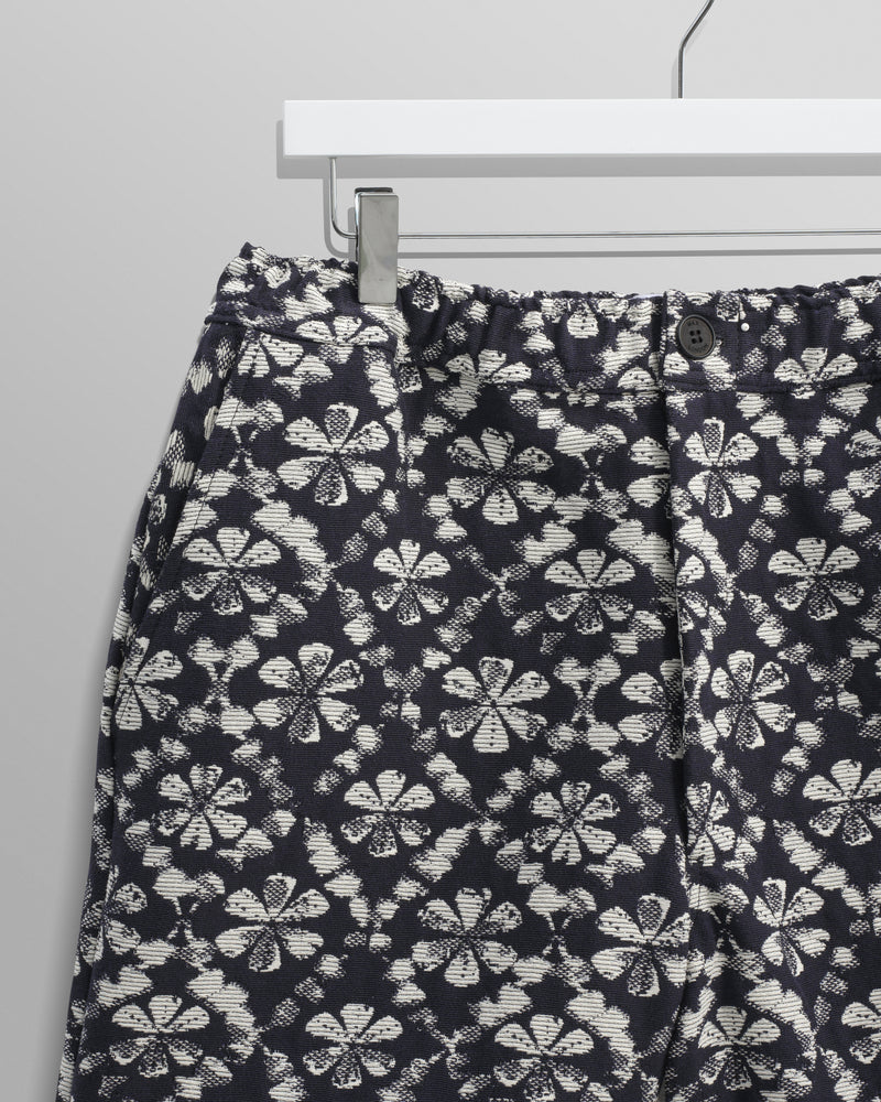 wax london Kurt - Navy Flower Stamp Jacquard Shorts