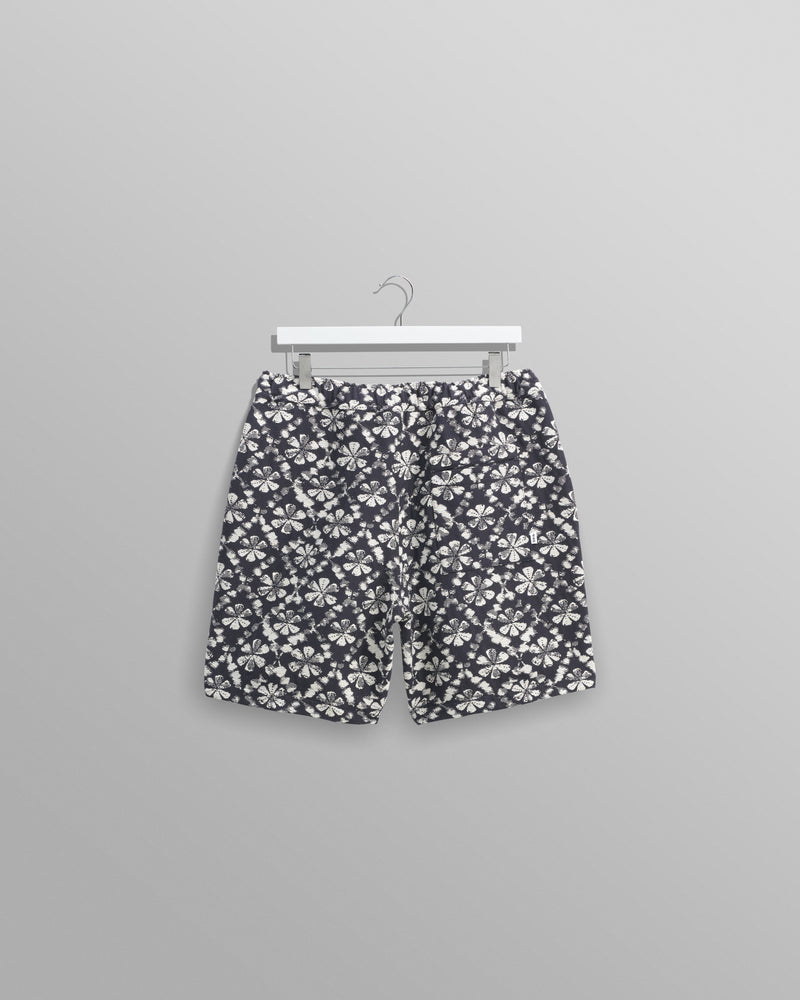 wax london Kurt - Navy Flower Stamp Jacquard Shorts