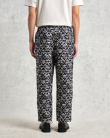 wax london Kurt - Navy Flower Stamp Jacquard Trousers