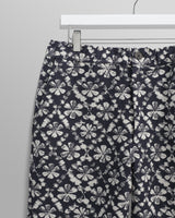 wax london Kurt - Navy Flower Stamp Jacquard Trousers