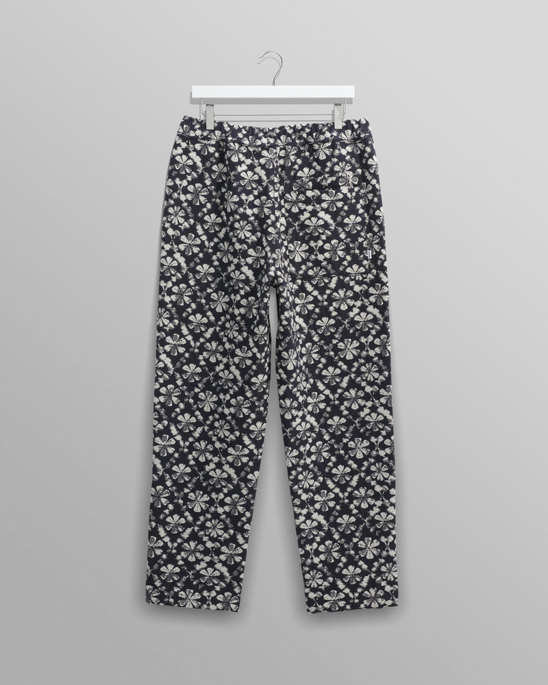 wax london Kurt - Navy Flower Stamp Jacquard Trousers