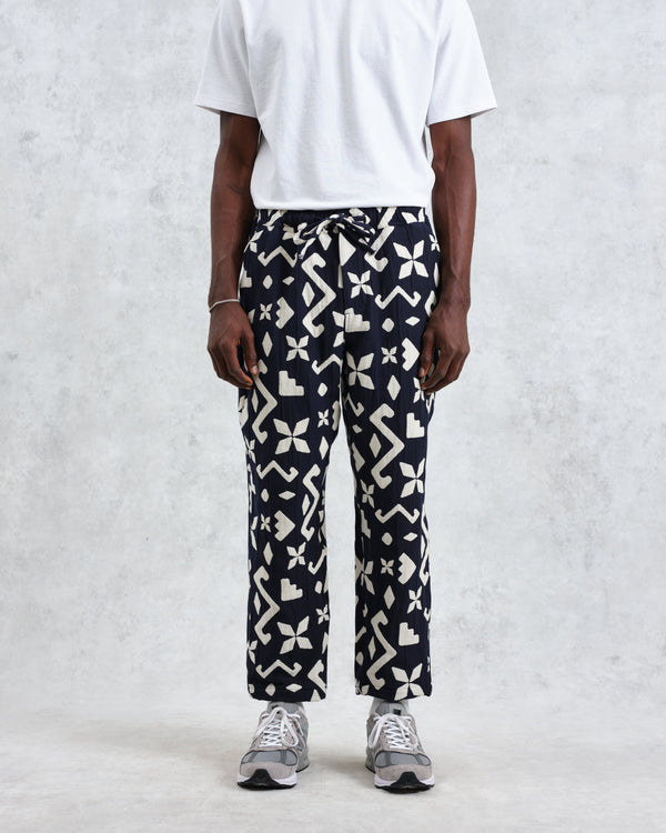 wax london Kurt - Navy Geometric Block Trousers