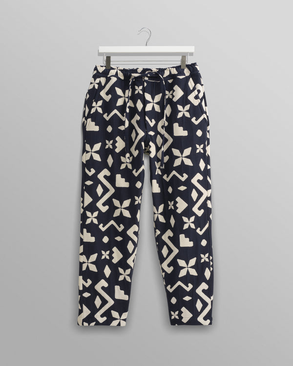 wax london Kurt - Navy Geometric Block Trousers