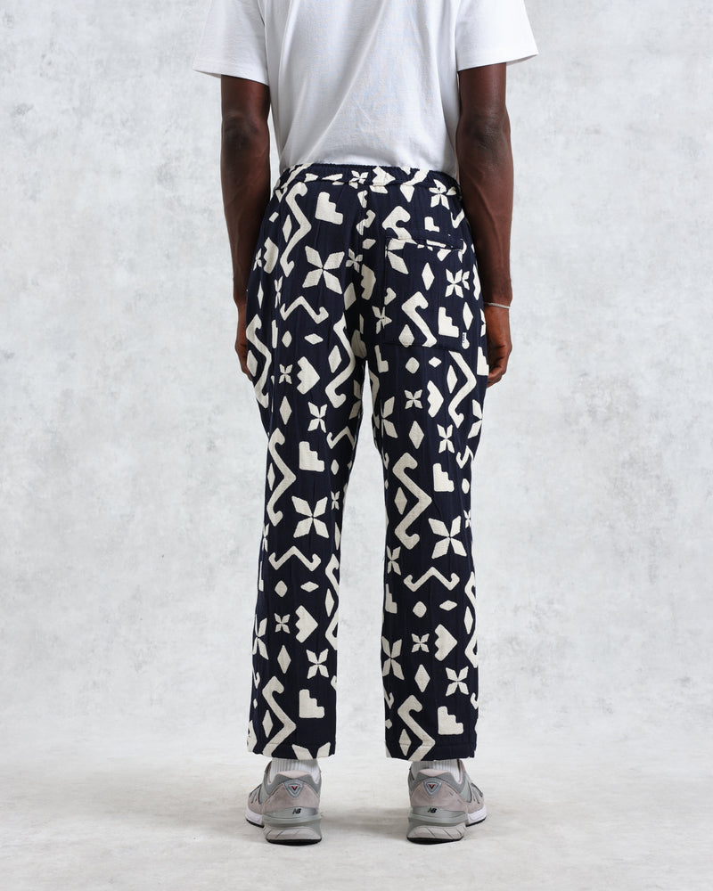 wax london Kurt - Navy Geometric Jacquard Trousers