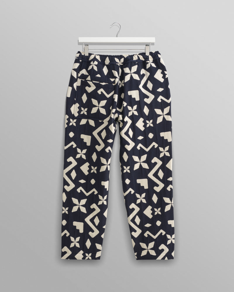 wax london Kurt - Navy Geometric Jacquard Trousers