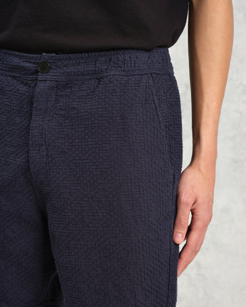 wax london Kurt - Navy Honeycomb Cotton Shorts