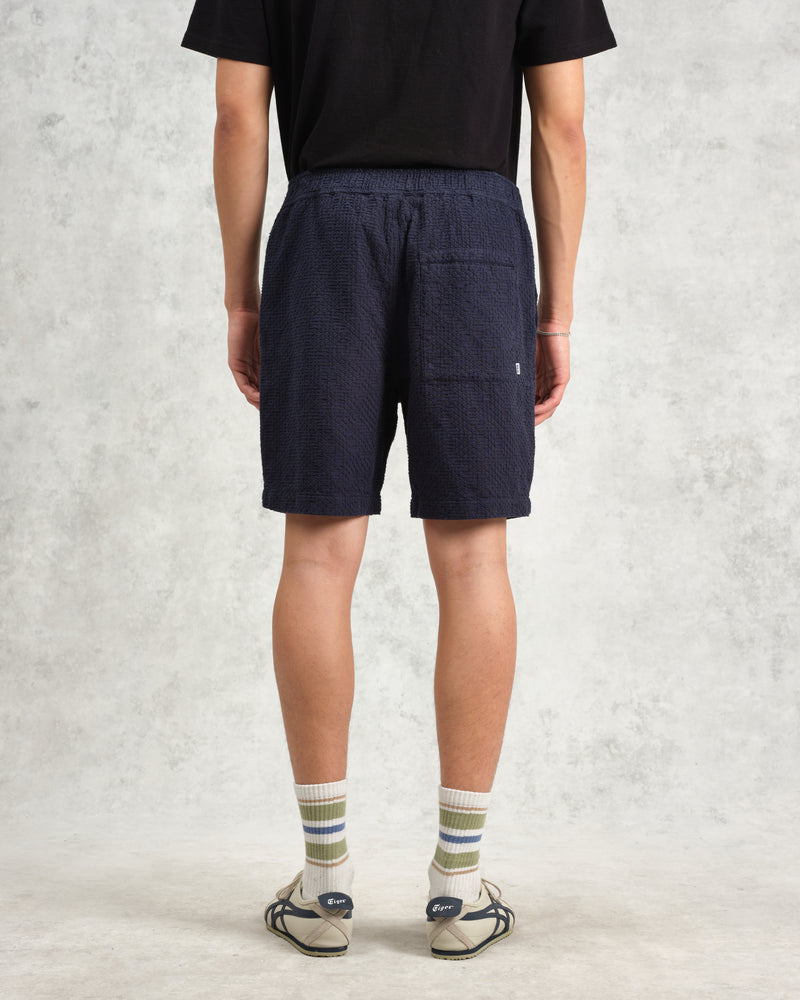 wax london Kurt - Navy Honeycomb Cotton Shorts