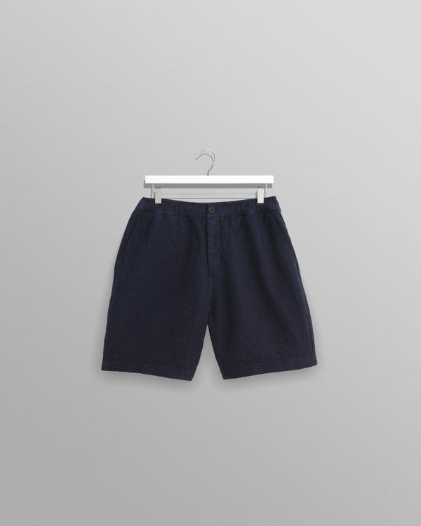 wax london men's Kurt - Navy Honeycomb Cotton Shorts
