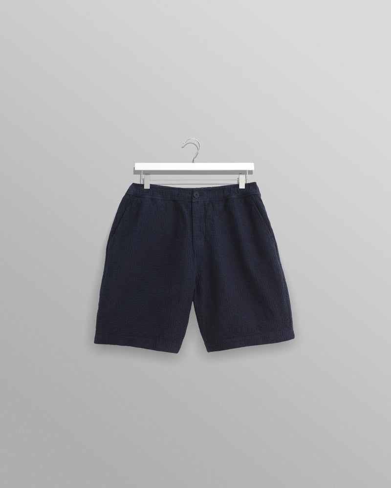 wax london Kurt - Navy Honeycomb Cotton Shorts