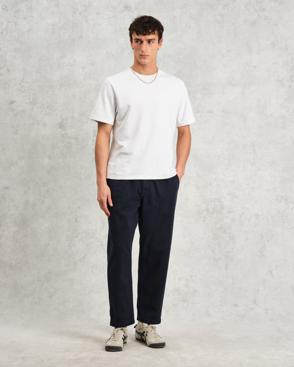 wax london Kurt - Navy Longer Leg Organic Cotton Trousers