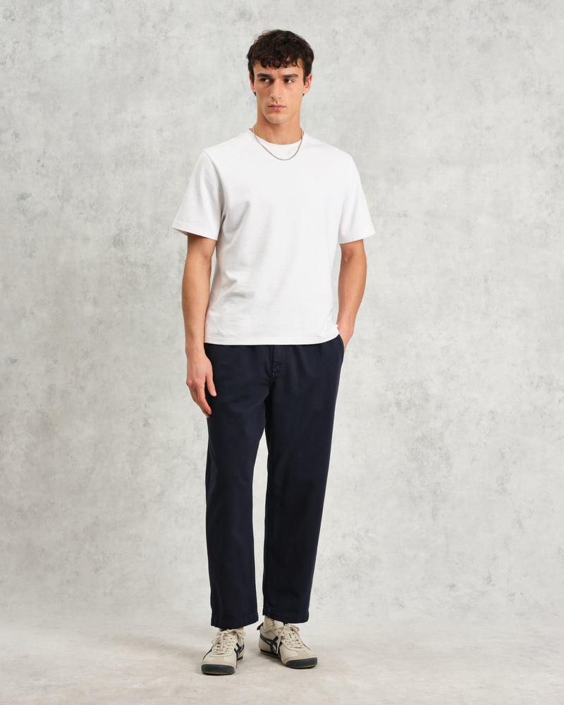 wax london Kurt - Navy Longer Leg Organic Cotton Trousers