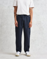 wax london Kurt - Navy Longer Leg Organic Cotton Trousers