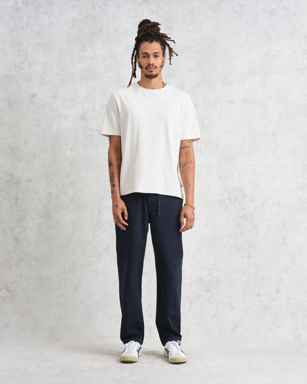 wax london Kurt - Navy Longer Leg Organic Cotton Trousers