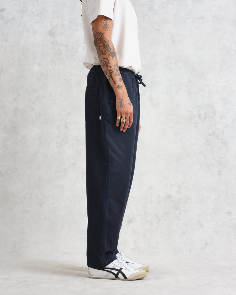 wax london Kurt - Navy Longer Leg Organic Cotton Trousers