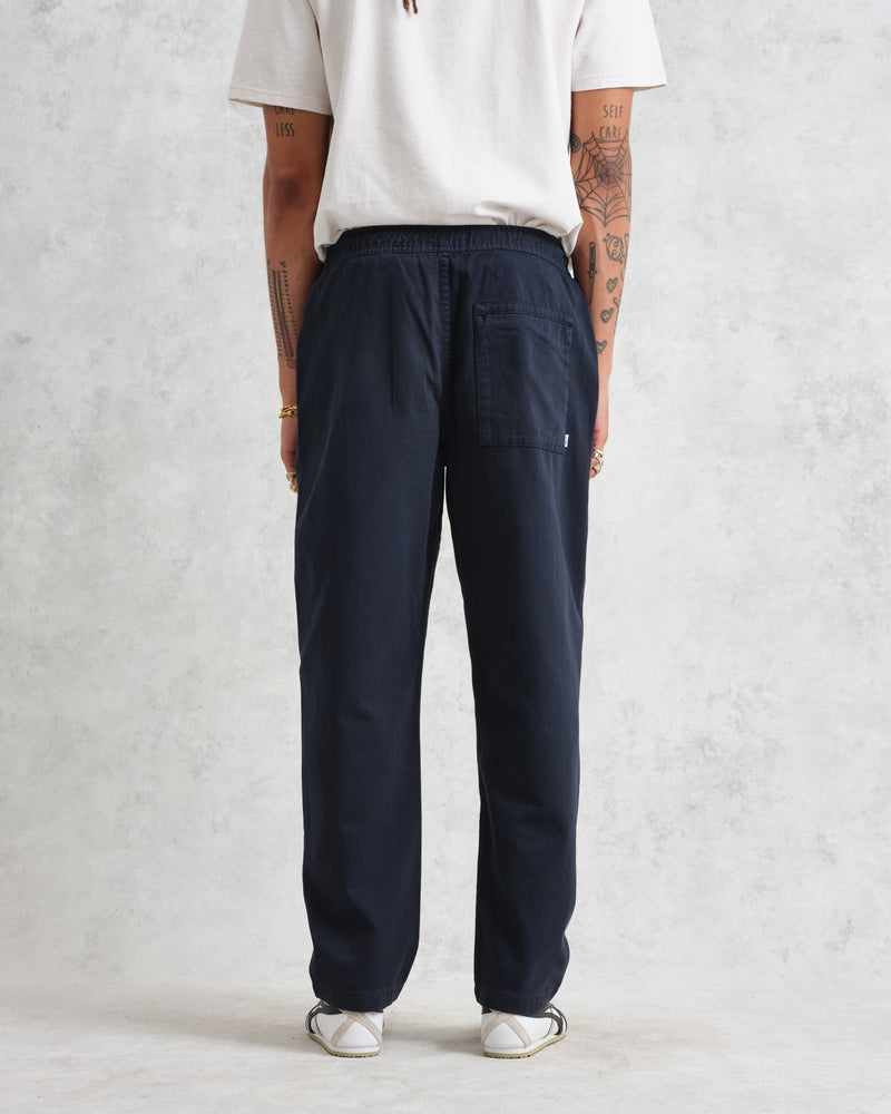 wax london Kurt - Navy Longer Leg Organic Cotton Trousers