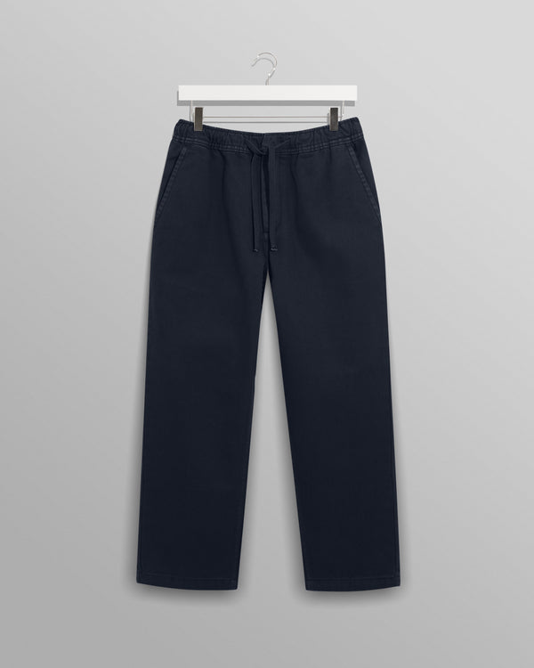 wax london Kurt - Navy Longer Leg Organic Cotton Trousers