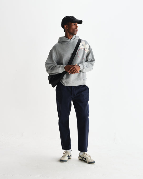 wax london men's Kurt - Navy Organic Cotton Trousers