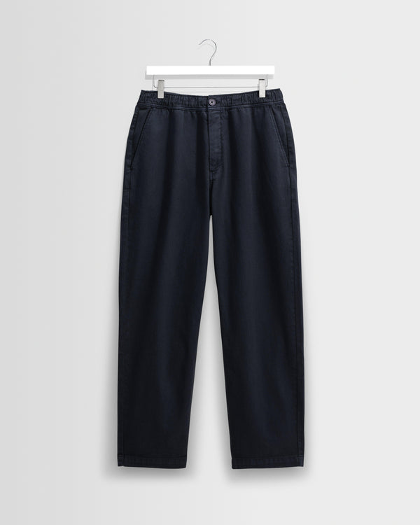 wax london men's Kurt - Navy Organic Cotton Trousers