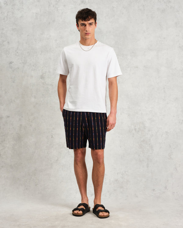 wax london men's Kurt - Navy Stripe Shorts