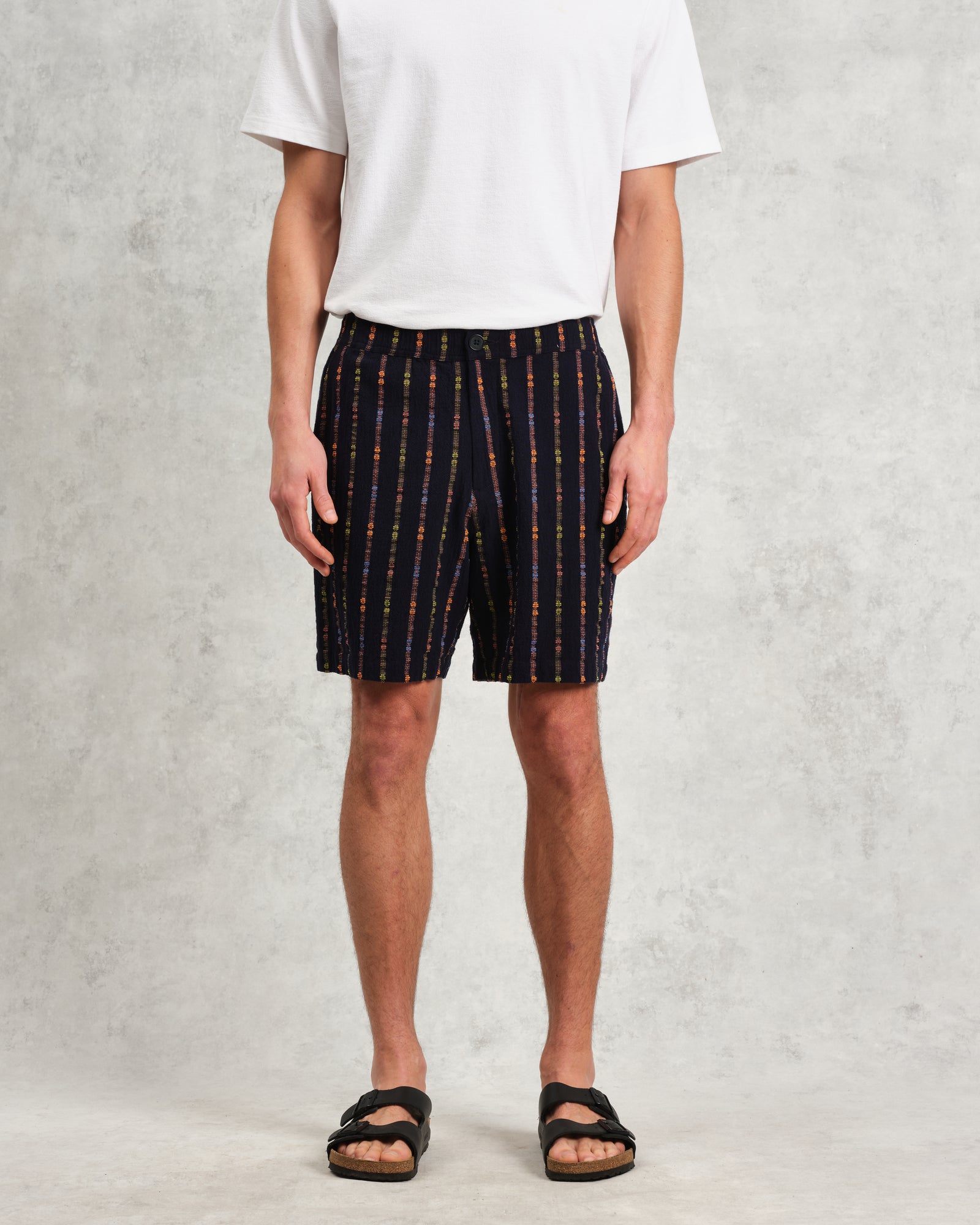 Men's Navy Stripe Shorts | Wax London