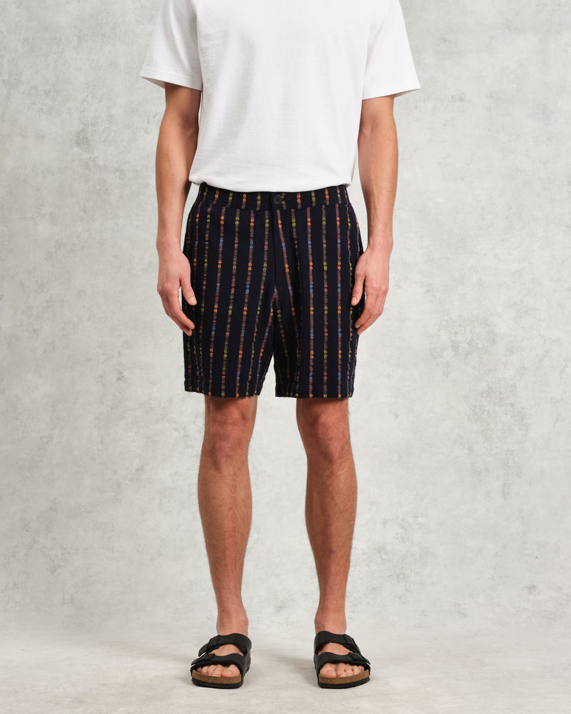 wax london Kurt - Navy Stripe Shorts