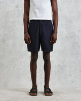 wax london Kurt - Navy Two-Tone Linen Shorts