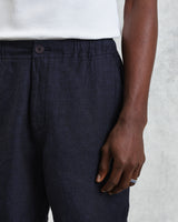wax london Kurt - Navy Two-Tone Linen Shorts