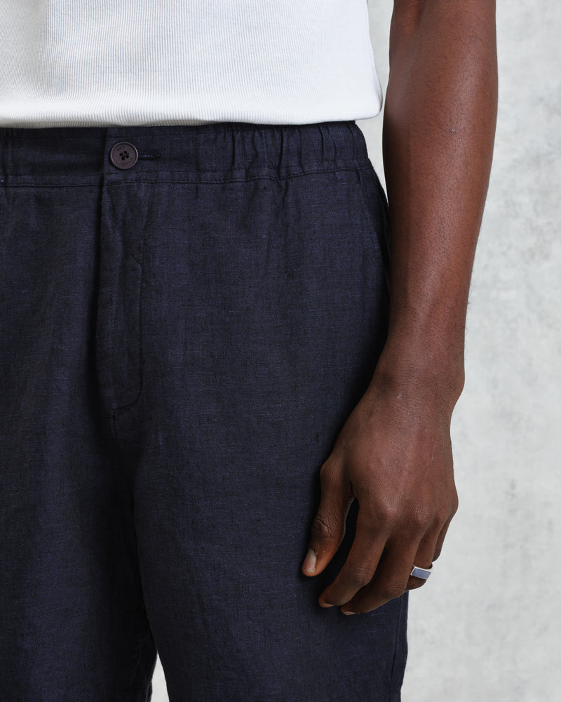 wax london Kurt - Navy Two-Tone Linen Shorts