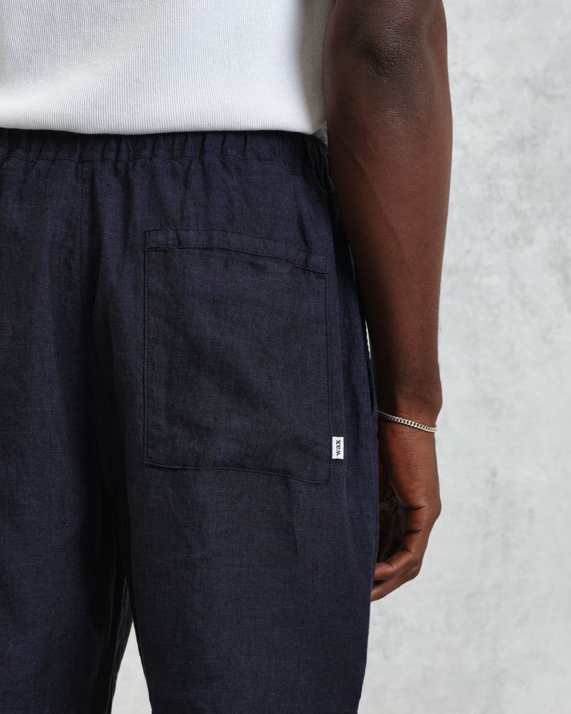 wax london Kurt - Navy Two-Tone Linen Shorts