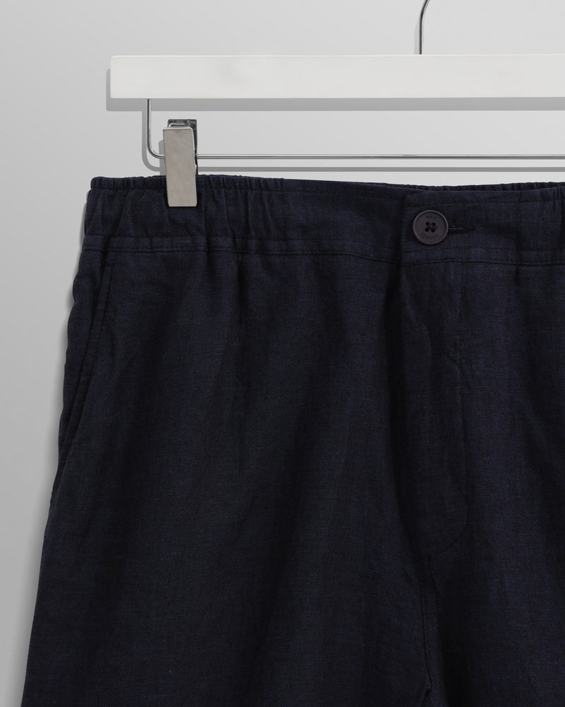 wax london Kurt - Navy Two-Tone Linen Shorts