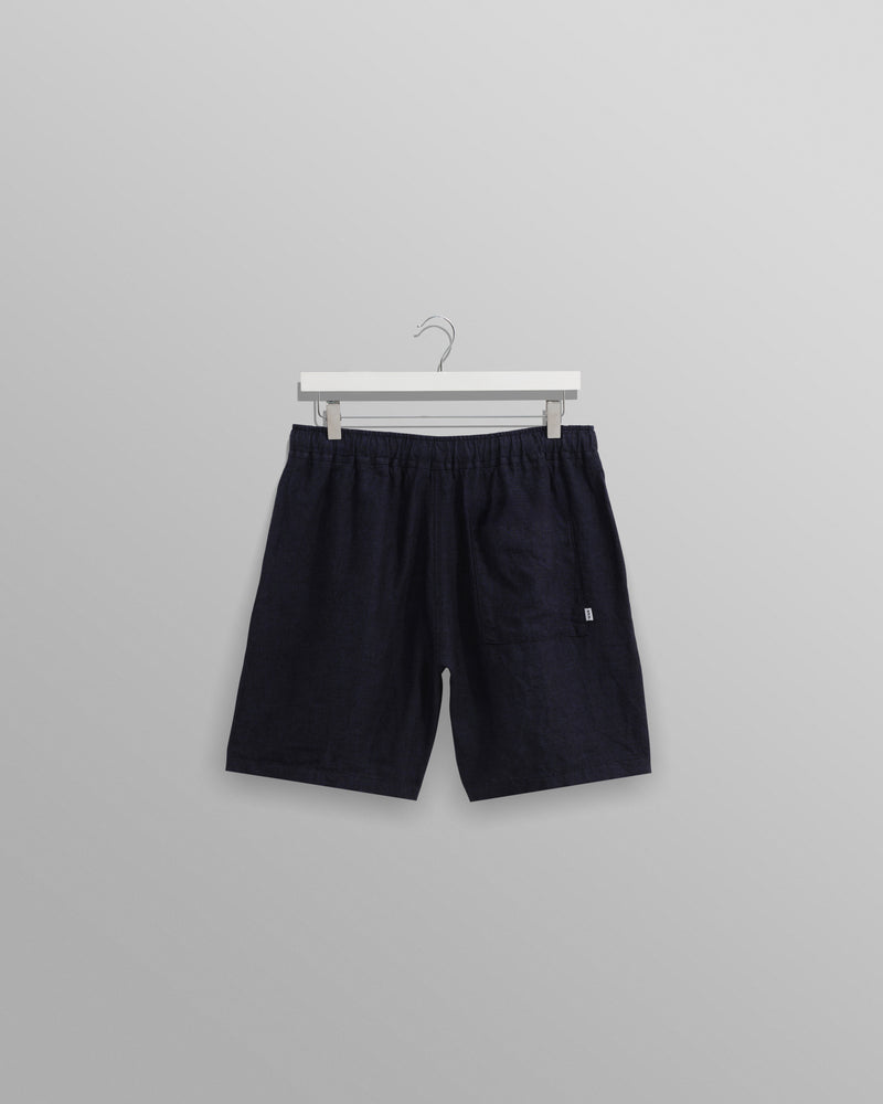 wax london Kurt - Navy Two-Tone Linen Shorts
