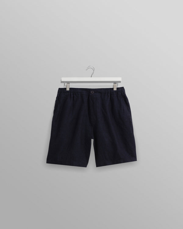 wax london Kurt - Navy Two-Tone Linen Shorts
