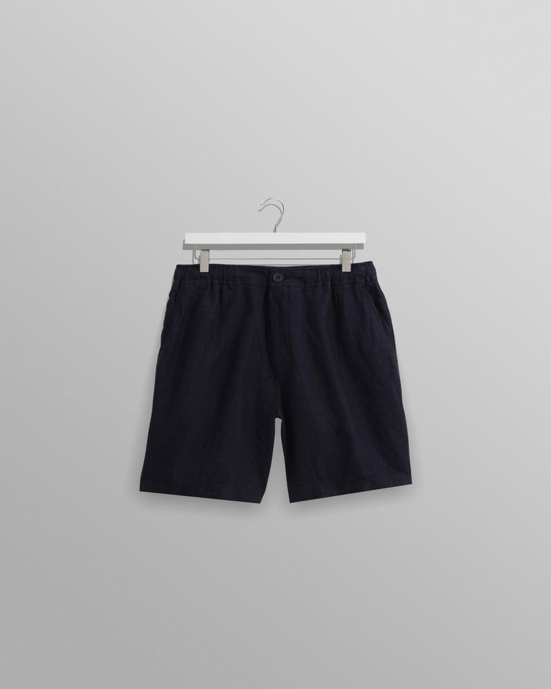 wax london Kurt - Navy Two-Tone Linen Shorts