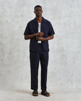 wax london Kurt - Navy Two-Tone Linen Trousers