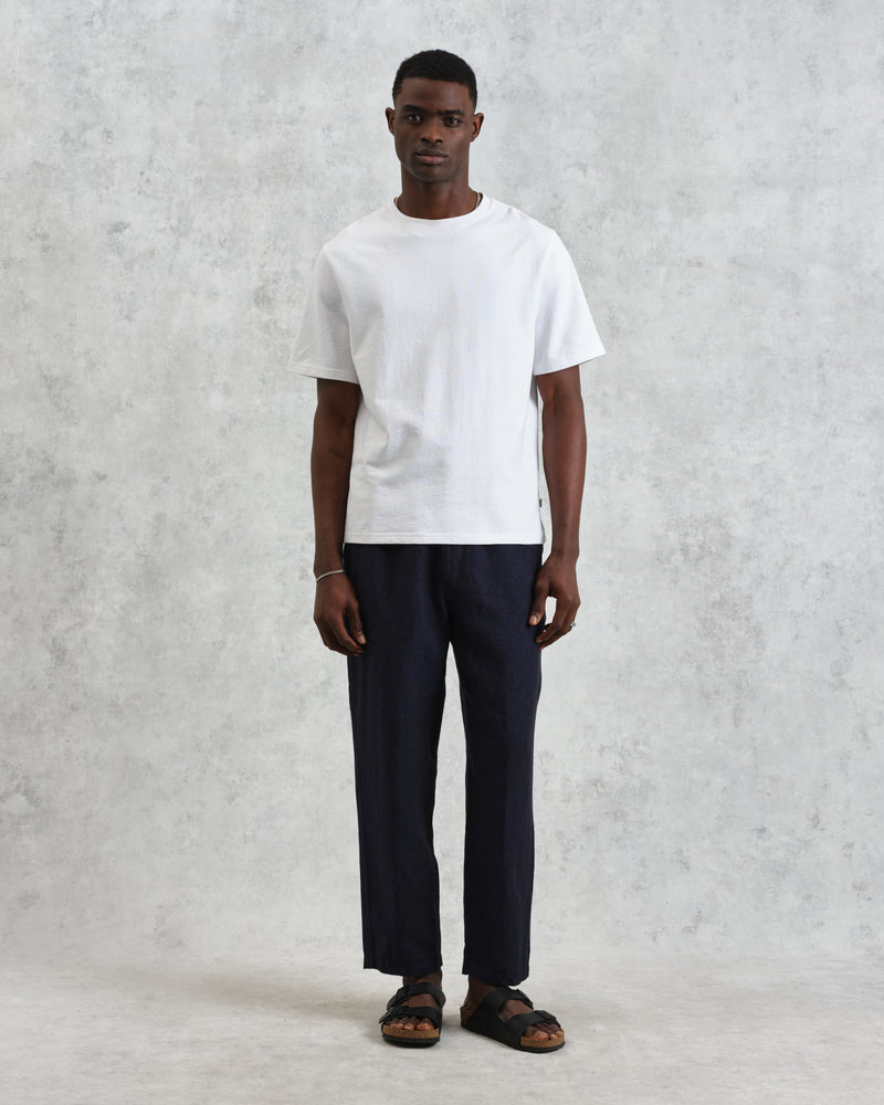 wax london Kurt - Navy Two-Tone Linen Trousers